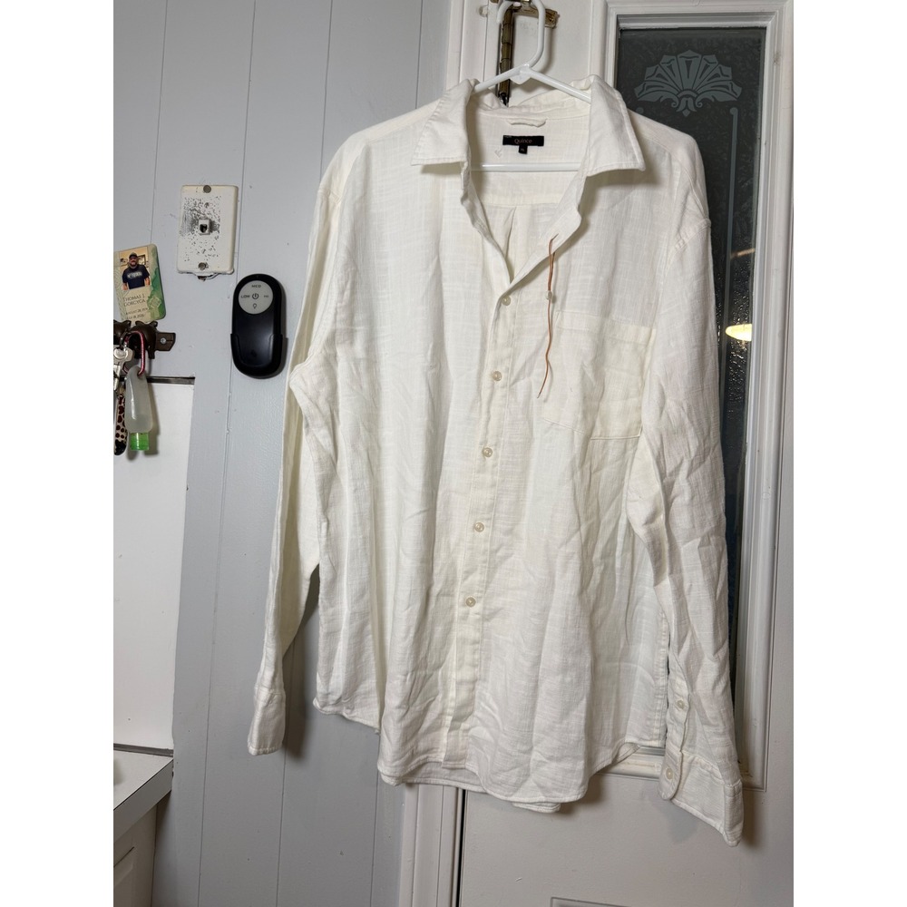 Quince Mens XLWhite Organic Cotton Gauze Long Sleeve Button Down Shirt ZLACLV006